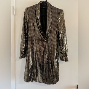 Ladies Zara Basic Collection Gold Sequin Blazer Dress